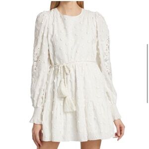Cami NYC Carolina Floral Applique White Long Sleeve Dress